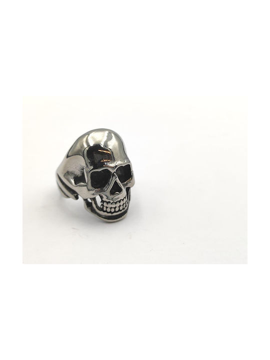 Steel Ring Silver Antique Skull 1pc