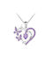 Purple Heart Necklace Silver Stainless Steel