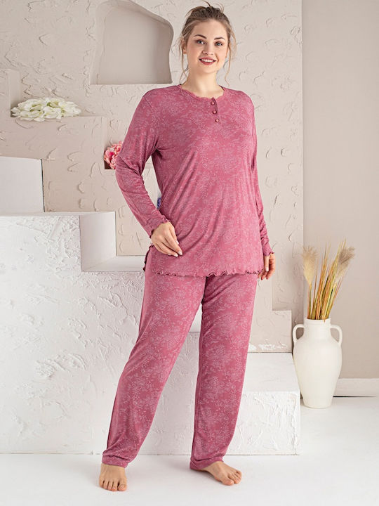 Pijama pentru femei, colecția Baki din viscoză, model FlowerC, bej