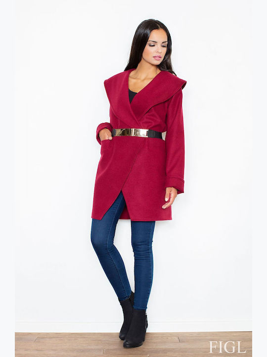 Figl Women's Coat with Belt Red