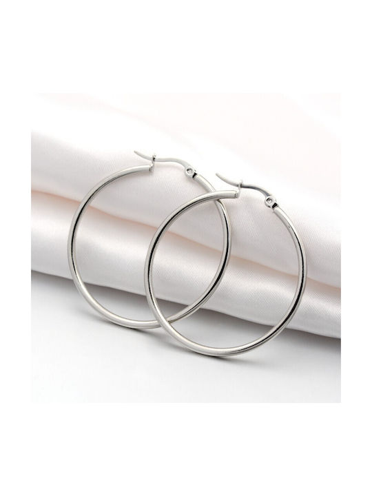 Stainless Steel Silver Hoop Earrings 41mm 1 Pair