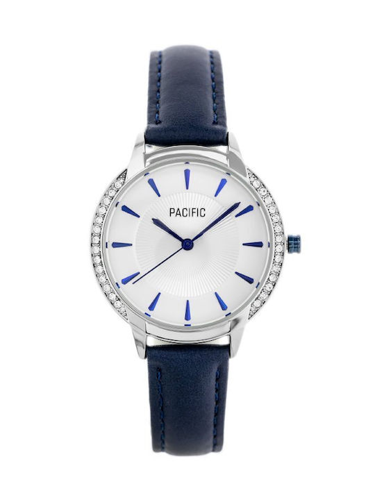 Pacific Uhr mit Marineblau Lederarmband