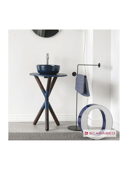 Scarabeo Countertop Sink Porcelain 39x39x14cm Ocean Blue