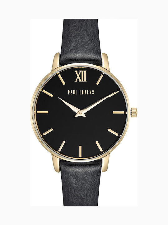 Paul Lorens Women's Watch with Black Leather Strap