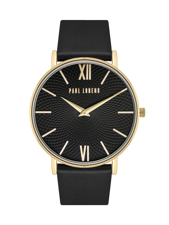 Paul Lorens Watch with Black Leather Strap