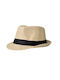 Straw Hat Black Ribbon Beige 24744