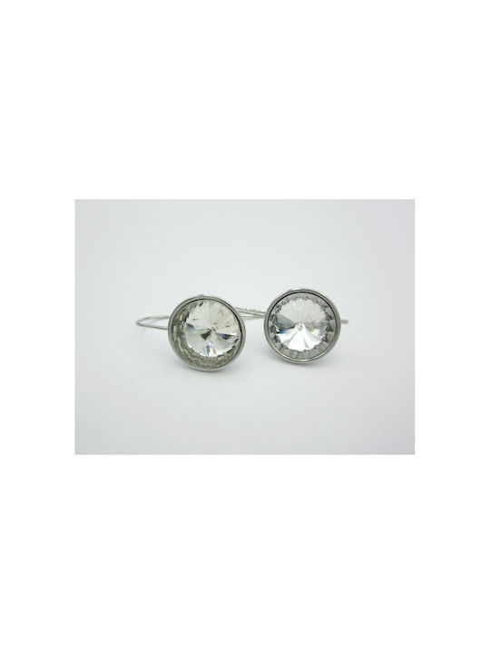 Stainless Steel Crystal Silver Earrings 15mm 1 pair