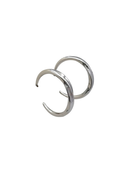 Stainless Steel Hoop Earrings Silver 40mm 1 pair