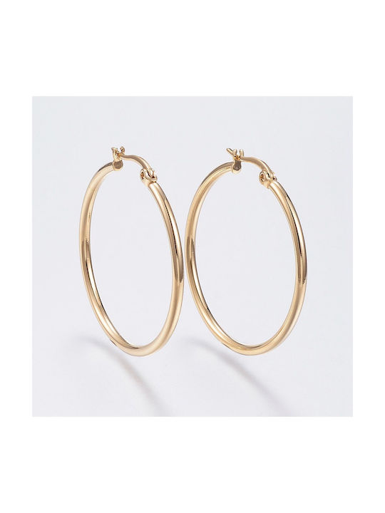 Stainless Steel Gold Hoop Earrings 35x2mm 1 Pair