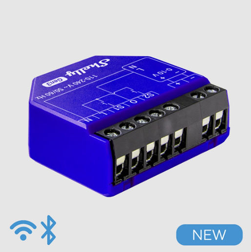 Shelly Plus 0/1-10V Dimmer GEN3 Smart Switch Dimmer 1 Channel Wi-Fi Bluetooth & RF 16A With Neutral