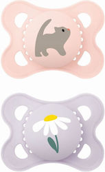 Orthodontic Silicone Pacifiers Fox/Owl - Pink/Purple for 2-6 Months 2 Pieces