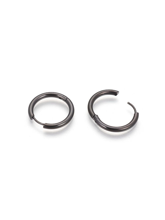 Stainless Steel Black Hoop Earrings 14x2mm 1 Pair