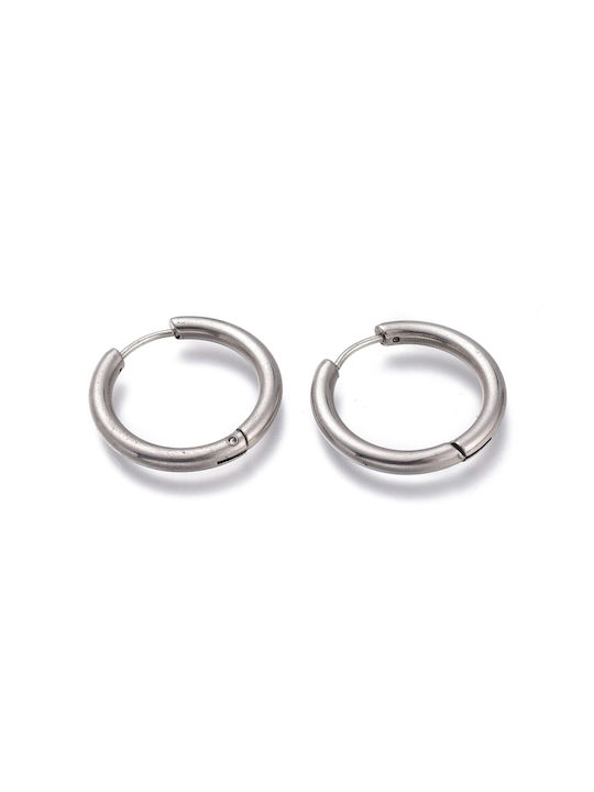 Stainless Steel Hoop Earrings Silver 24x3mm 1 Pair