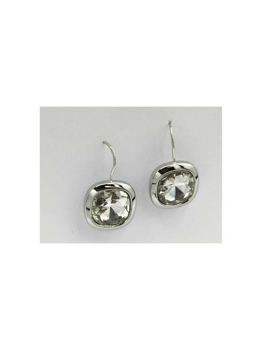 Stainless Steel Crystal Silver Earrings 3cm 1 pair