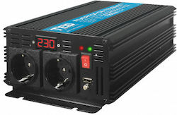 TED Electric Inverter Αυτοκινήτου Καθαρού Ημιτόνου 1000W για Μετατροπή 12V DC σε 230V AC