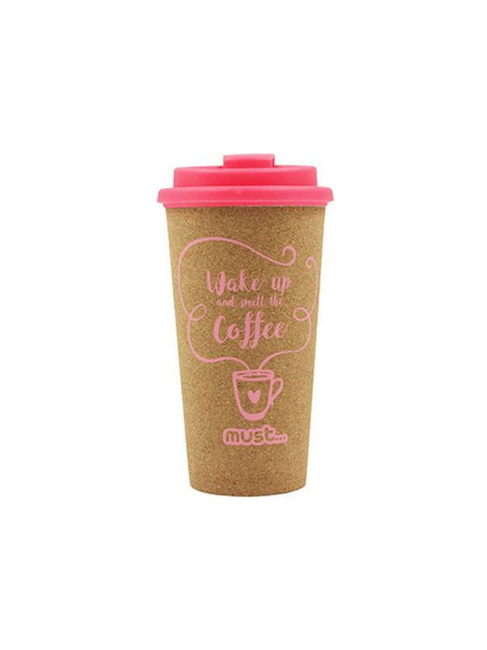 Cană din Hârtie Reciclată cu Capac Roz 480ml