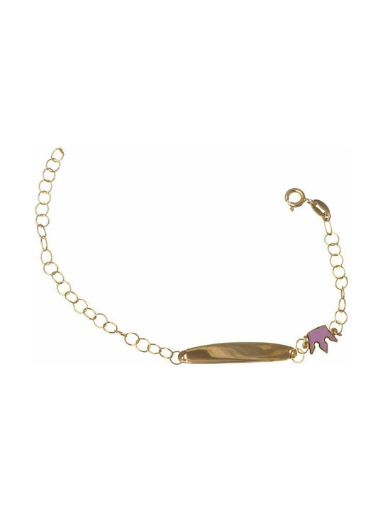 Paraxenies Kids Bracelet ID from Gold-plated Silver with Crown