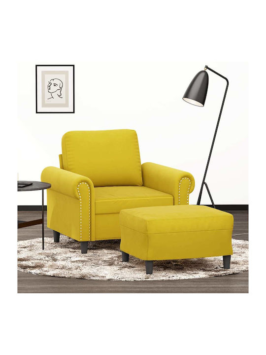 Sessel mit Fußhocker Samt Yellow 92x77x80cm