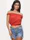 Γυναικεία Μπλούζα Off-Shoulder Κόκκινη