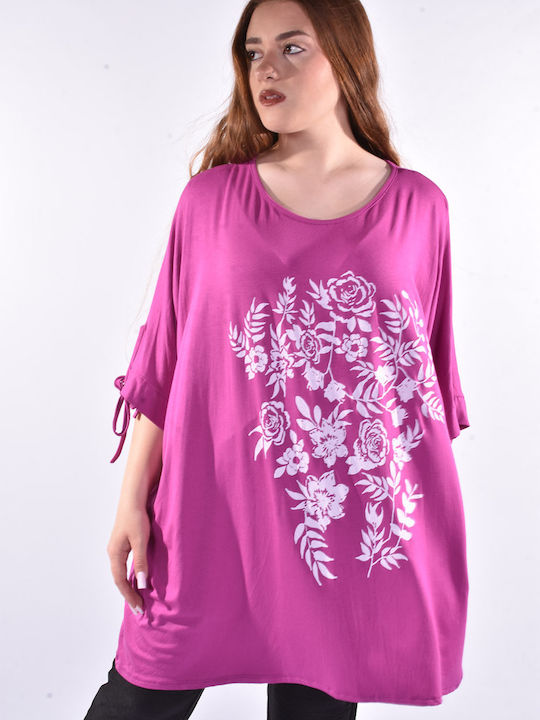 Raiden Women's Blouse Short Sleeve Fuchsia