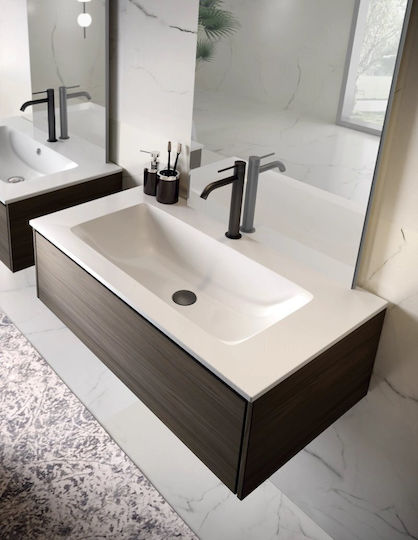 Elleci Επικαθήμενος Νιπτήρας Πορσελάνης 120.5x46x12cm Χωρίς Οπή, Bianco Opaco