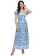 Φόρεμα Off-shoulder Μπλε Γαλάζια Σχέδια