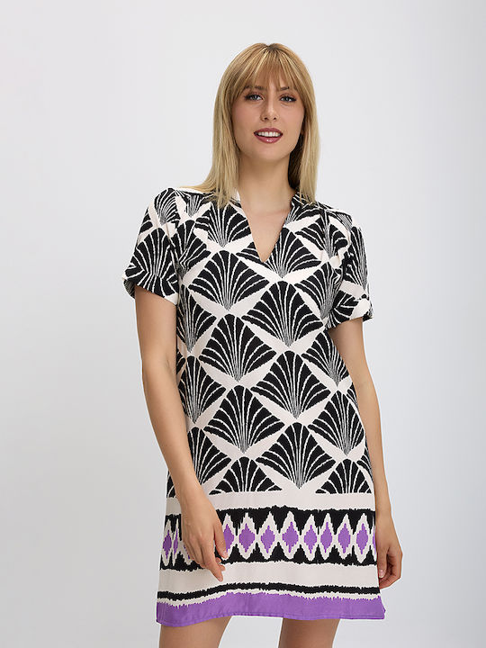 La Fee Maraboutee Short Black and White Dress La Fee Maraboutee Black Print Dress