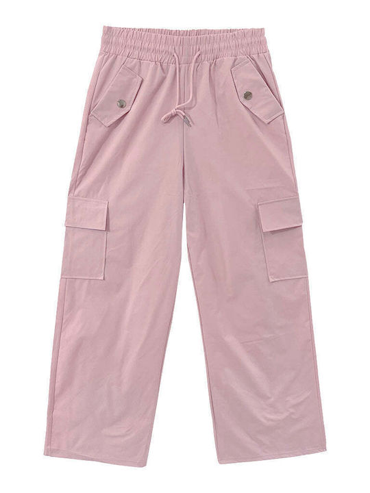 Ustyle Women's Fabric Trousers in Regular Fit Pink