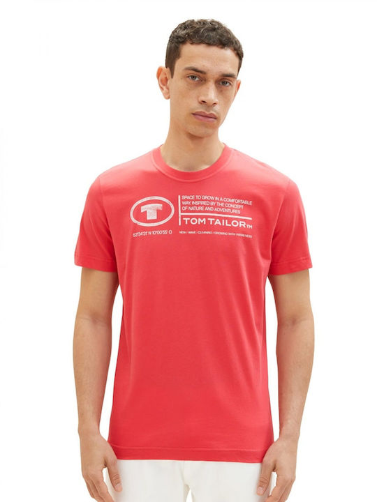 Tom Tailor T-shirt Bărbătesc cu Mânecă Scurtă RED