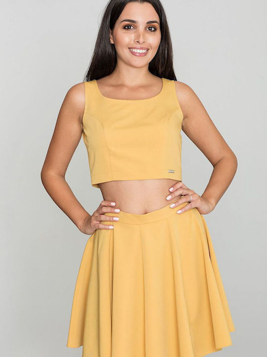 Figl Set with Mini Skirt in Yellow color