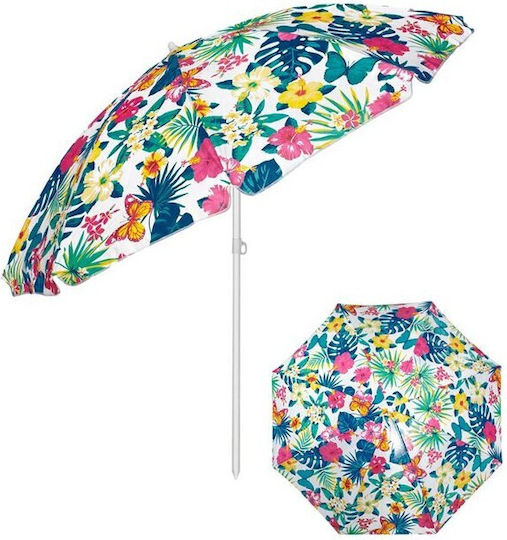 Folding Beach Umbrella Diameter 2m Flowers