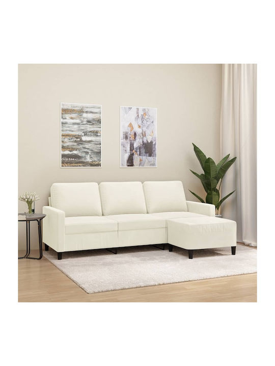 Three-Seater Velvet Couch Beige 198x77x80 cm