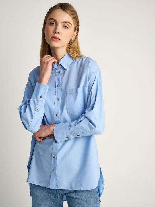 Attrattivo Women's Long Sleeve Shirt Light Blue