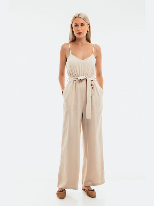 Beige One-piece Jumpsuit