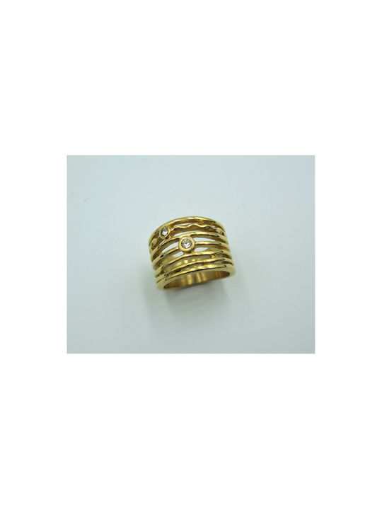 Steel Ring with Gold Strass