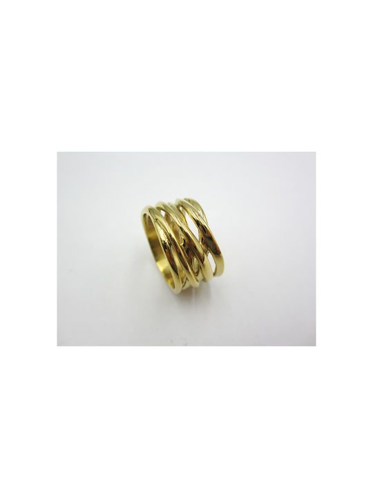 Stainless Steel Gold Lines Ring