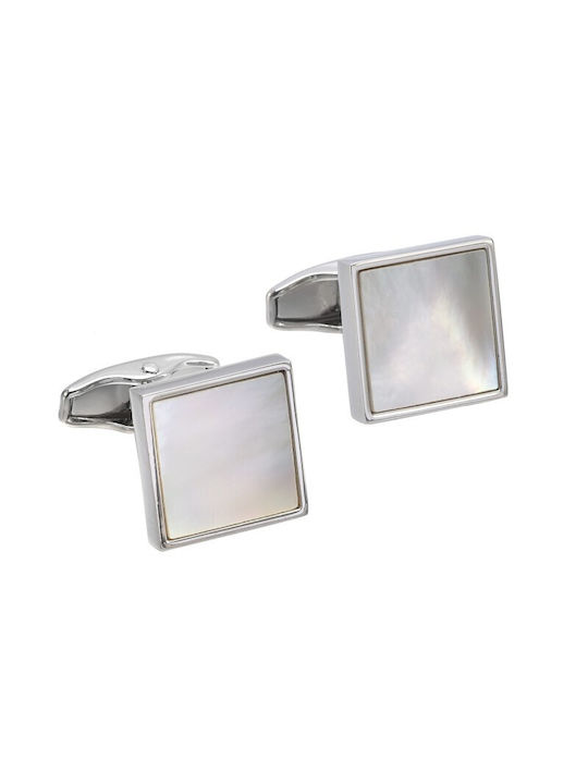 Square Silver Mother of Pearl Cufflinks