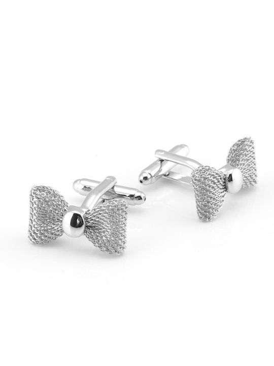 Silver Bow Tie Cufflinks