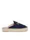 Suede Mule cu Toc în Culoare Albastru