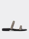 Leather Women's Flat Sandals in Black Color