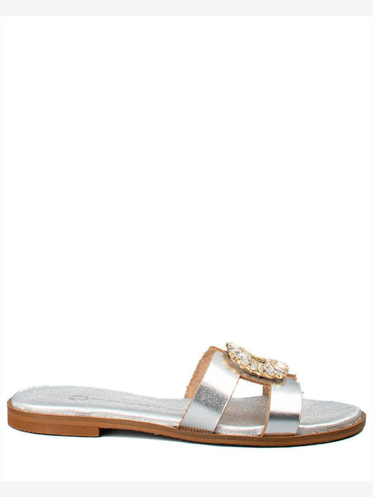 Mourtzi Flache Sandalen für Damen in Silber Farbe