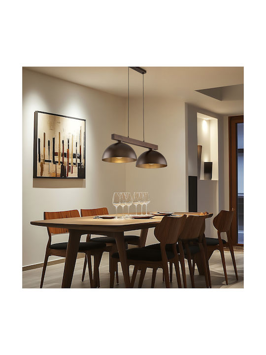 TK Lighting Oslo Κρεμαστό Φωτιστικό Καφέ LED Ράγα 83εκ.
