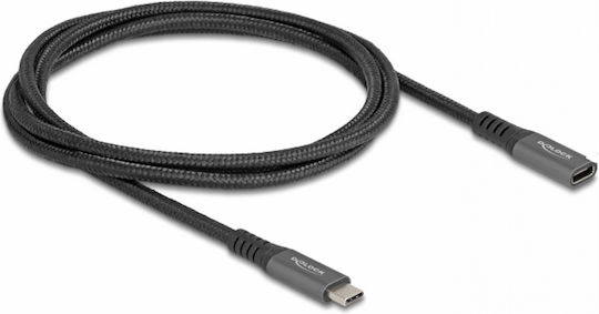 DeLock Video Cable USB-C male - USB-C female 100W PD Μαύρο 1m 80022