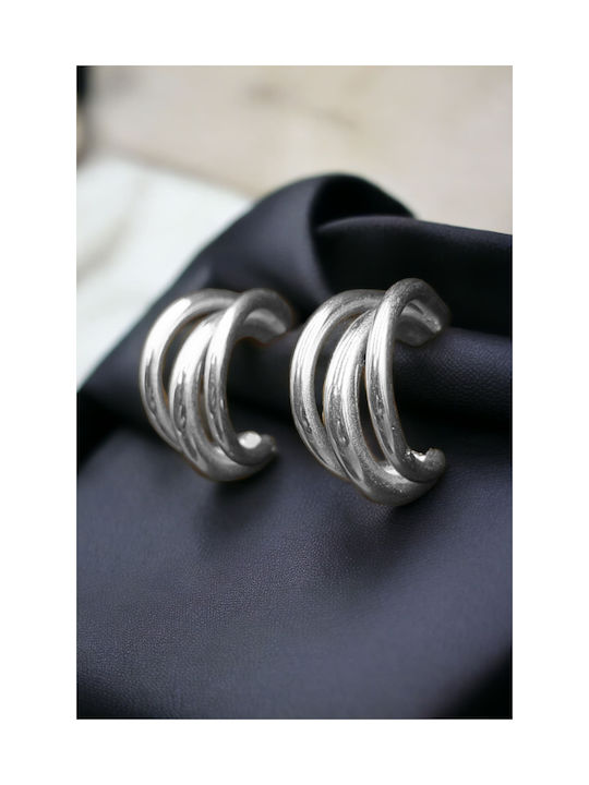 Stainless Silver United Triple Hoop Earrings