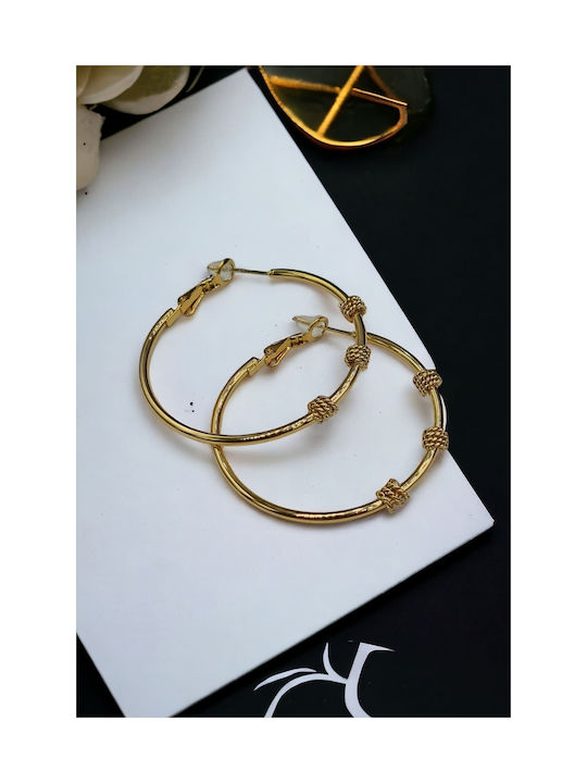 Steel Gold Hoop Earrings with Three Knots