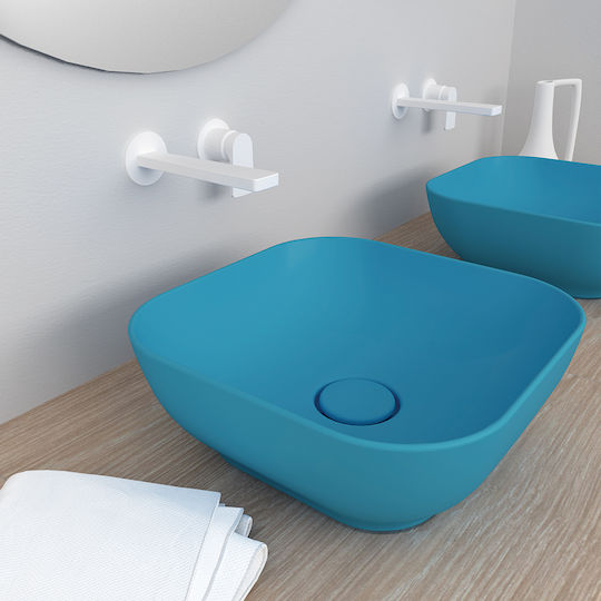 Orabella Trend Deasupra Blatului Chiuvetă Porțelan 38x38x14.4cm Turquoise Matt