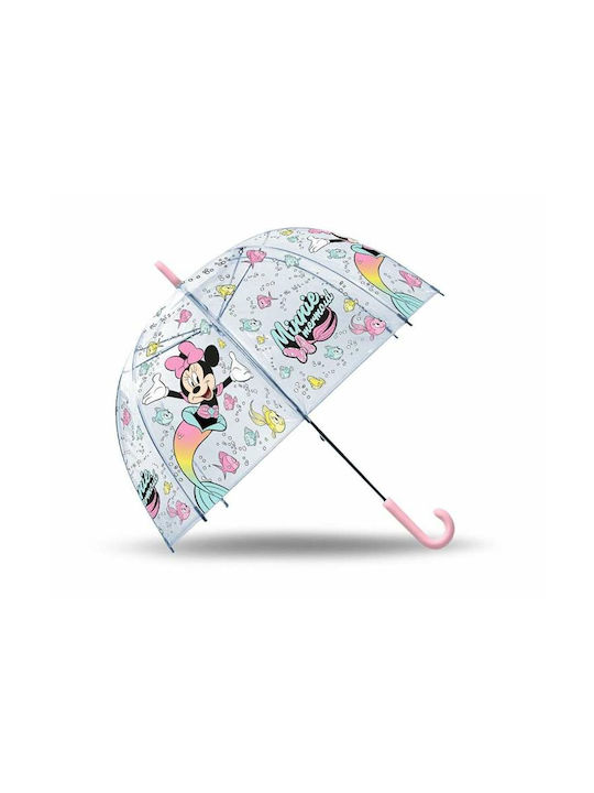 Minnie Mouse Kinder Regenschirm Gebogener Handgriff Durchsichtig mit Durchmesser 46cm.