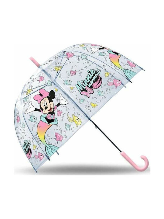 Minnie Mouse Kinderregenschirm Gebogener Handgriff Transparenter 46cm