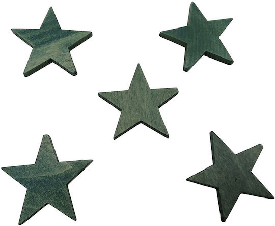 Wooden Craft Decoration Stars Half-Hole Green-Grey 36x38mm 10pcs
