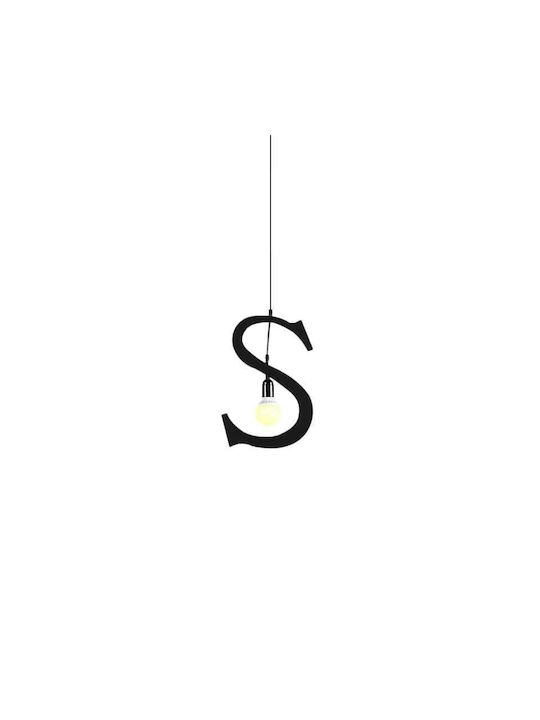 100151-s Alphabet Modern Pendant Ceiling Light Single Light 1xe27 Black Metal Figure S F38 X H38cm